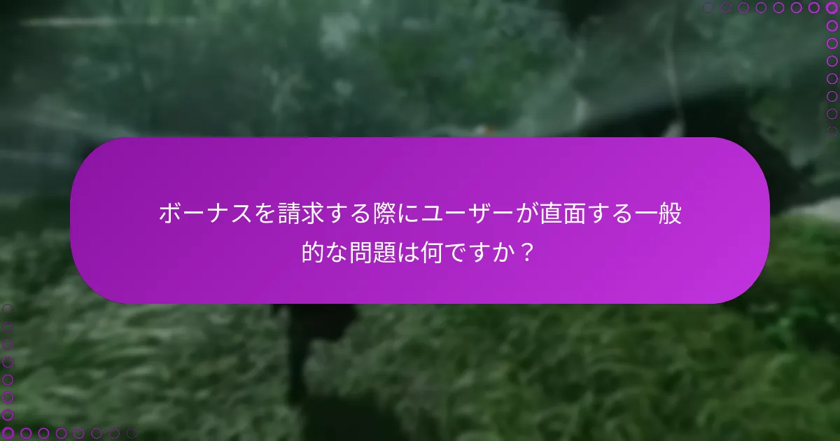 ボーナスを請求する際にユーザーが直面する一般的な問題は何ですか?